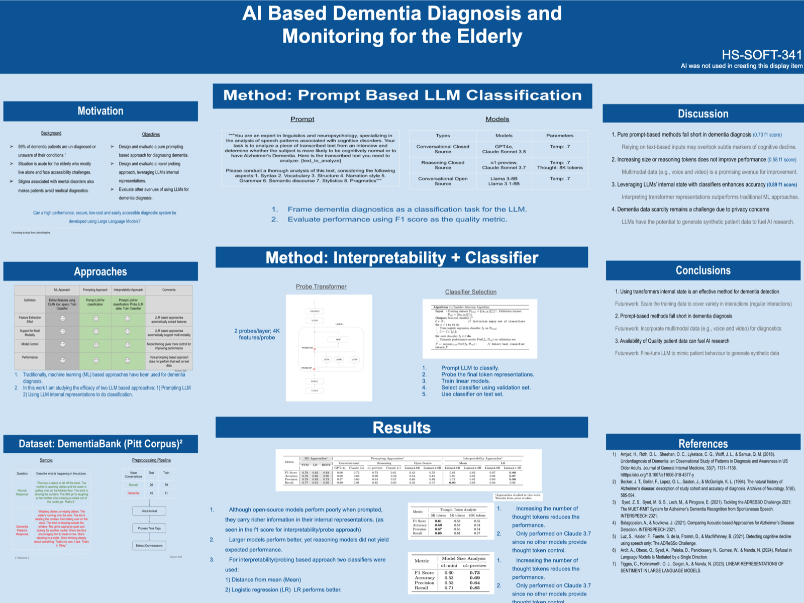Preview of the ACSEF 2025 poster, AI Based Dementia Diagnosis and Monitoring for the Elderly